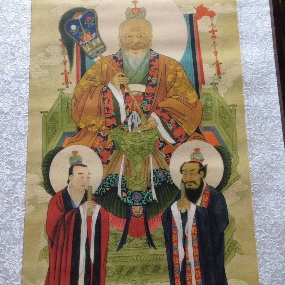 绢布三清画像尺寸17067cm10033cm原始天尊10033cm