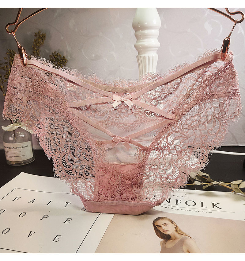 新款红色内裤女性感女士蕾丝透明女内裤女人裤头诱惑成人绑带二件装豆