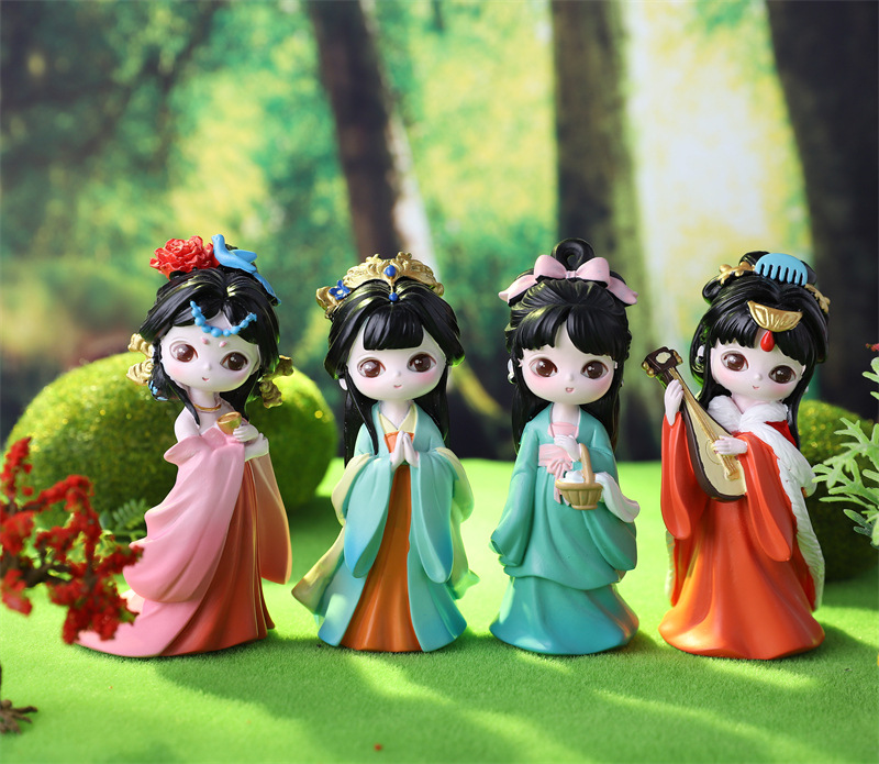 国潮盲盒古风四大美人树脂公仔少女心汉服玩偶摆件女生节礼物生日礼物