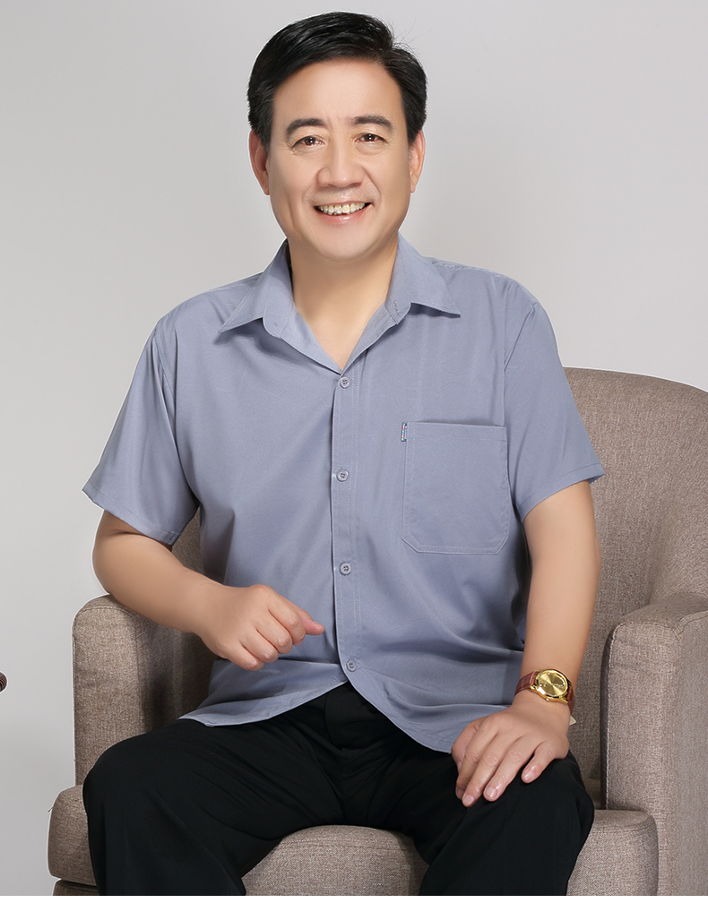 海澜之家旗下aex 父亲节礼物夏季爸爸短袖衬衫老人5060岁70男士衬衣