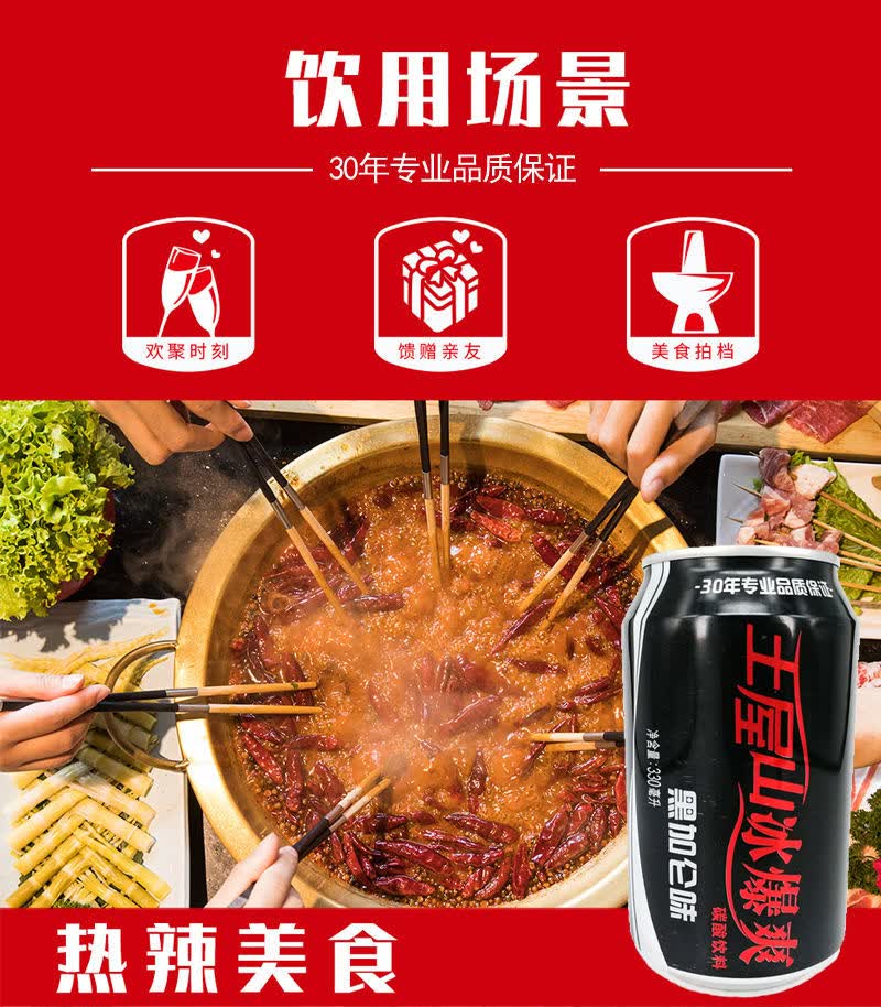 330ml*24罐 王屋山黑加仑冰爆爽红苹果果味碳酸饮料多口味 黑加仑330