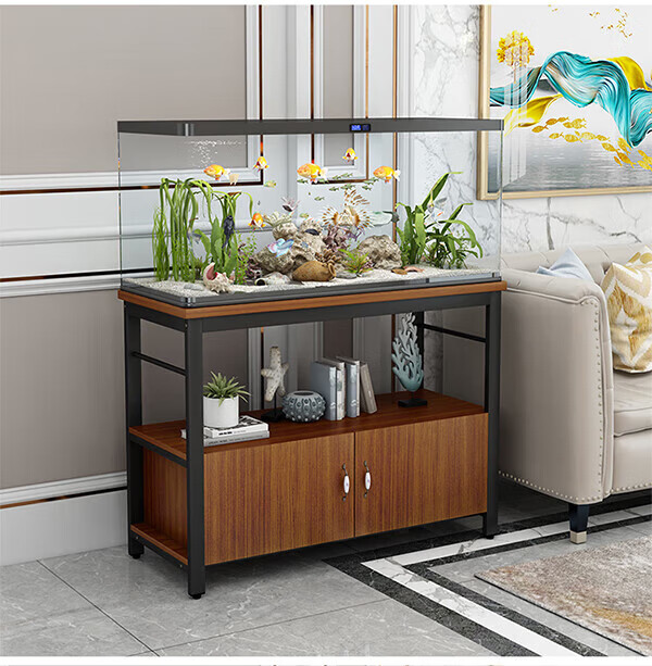 简易鱼缸柜鱼缸架金属家用客厅鱼缸底柜水族箱定做小型鱼缸底座柜 长