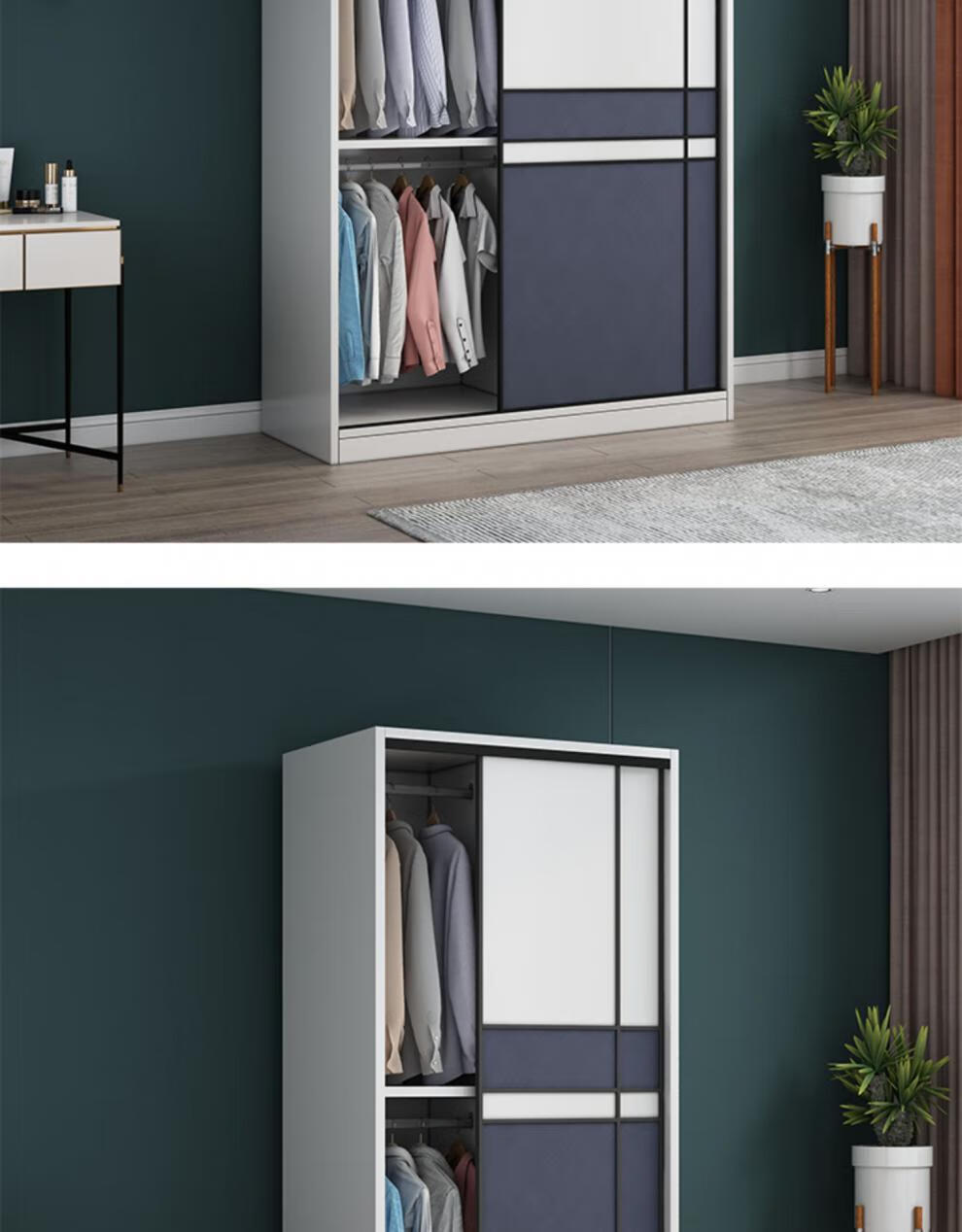 卧室柜多用柜卧室矮柜推拉门大衣柜家用卧室实木柜子储物柜简约现代小