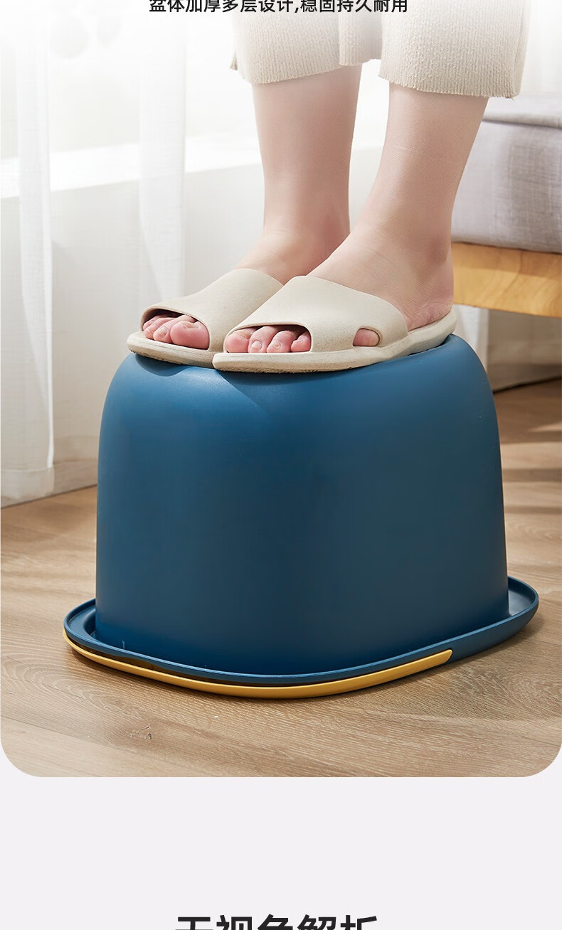 乔时姿 泡脚桶折叠家用足浴盆过小腿可折叠泡脚盆 橄榄绿(无盖)【图片