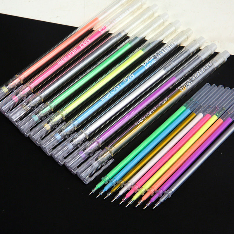 彩色中性笔 24色高光粉彩笔荧光中性水粉笔手账涂鸦笔手绘diy相册笔