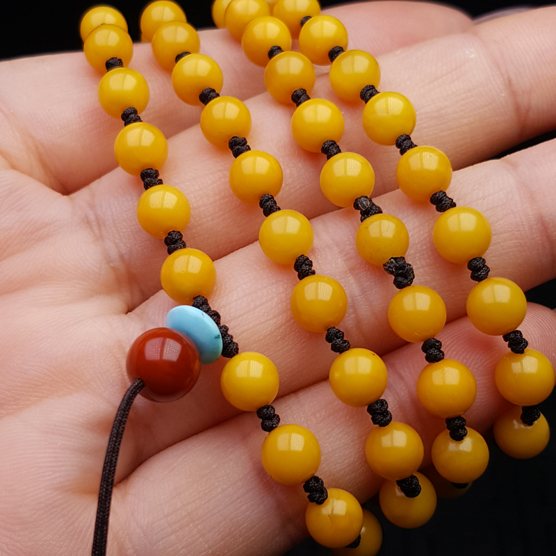 朴春 老蜜蜡项链 蜜蜡挂绳蜜蜡毛衣链编 金刚结加长款俄罗斯琥珀项链