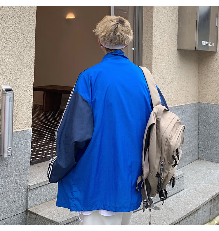 clawmoney棋盘格防晒衣男夏季潮牌港风外套宽松薄款大码防晒服白色m