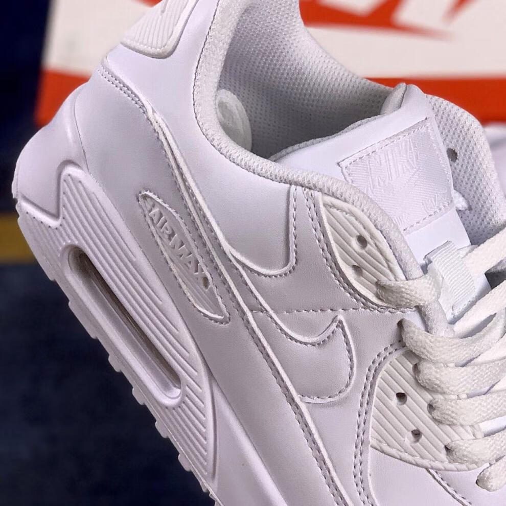 秋冬款纯白airmax90leather复古运动跑步鞋皮面防寒气垫鞋 纯白 45
