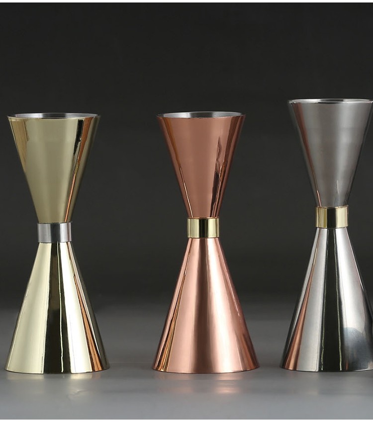 不锈钢双头调酒量杯盎司量酒器安士带刻度杯器鸡尾酒酒吧用具工具金圈