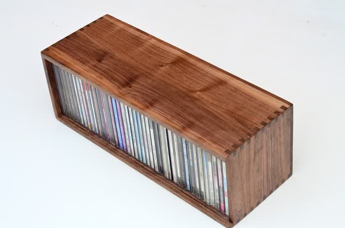专辑收纳盒实木cd收纳盒胡桃木发烧cd光盘碟片防尘盒子北美黑胡桃实木