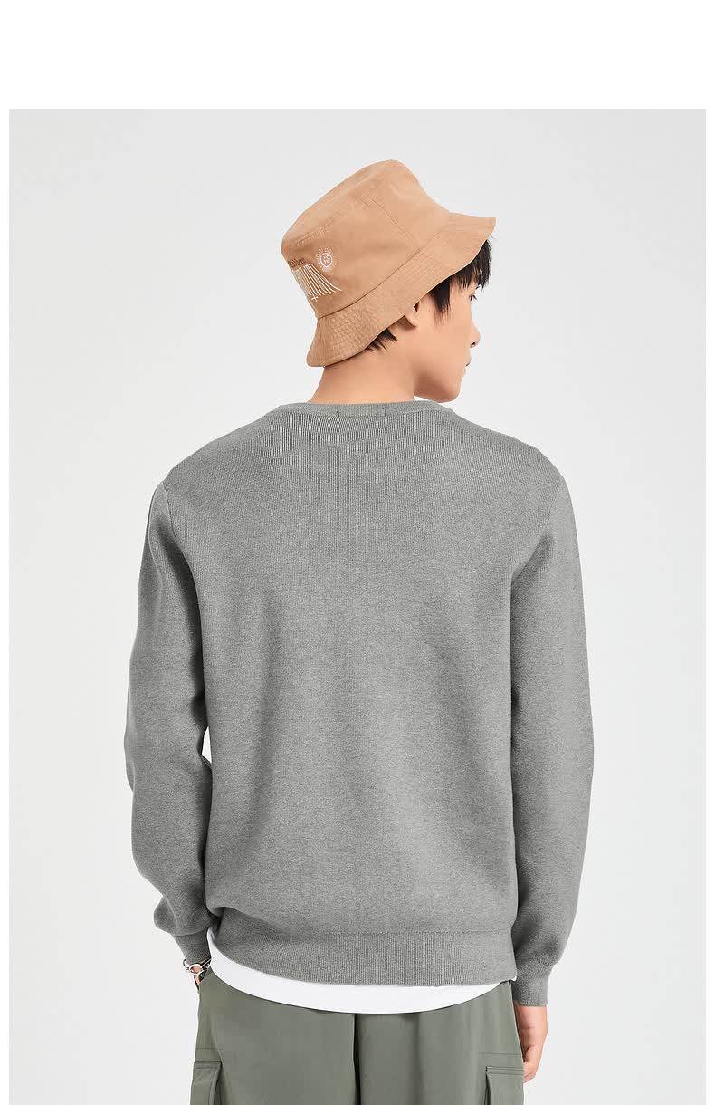 卡宾针织衫男金线蜜蜂刺绣2021秋新款简洁套头毛衣男装7003深花灰