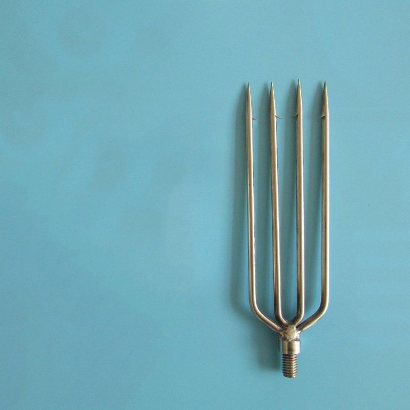 渔叉头渔叉不锈钢渔叉杆纯手工可伸缩倒刺钢叉泥鳅叉黄鳝叉牛蛙 四齿