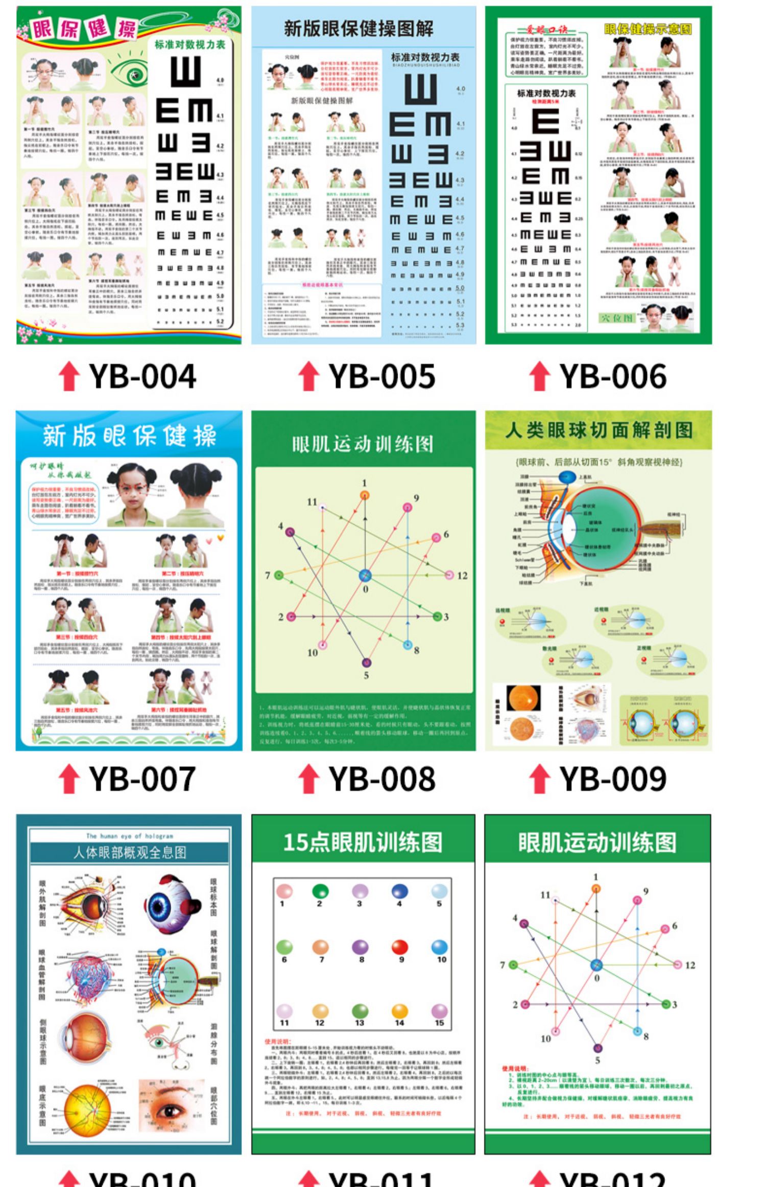 眼肌运动训练图中小学生保护视力眼保健操图解宣传海报远眺远视表004