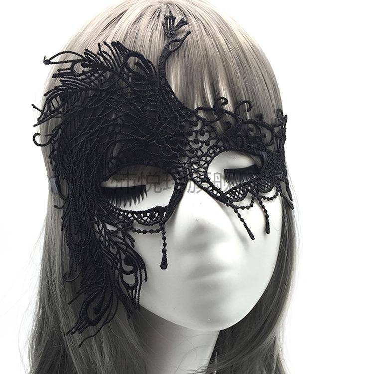 万圣节面具蕾丝眼罩面具女半脸舞会派对性感情趣黑色万圣节道具公主