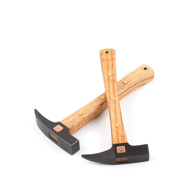 鹤嘴锤鸭嘴锤户外地质锤矿物锤440c钢制红橡木柄精品 牛皮皮套【不含