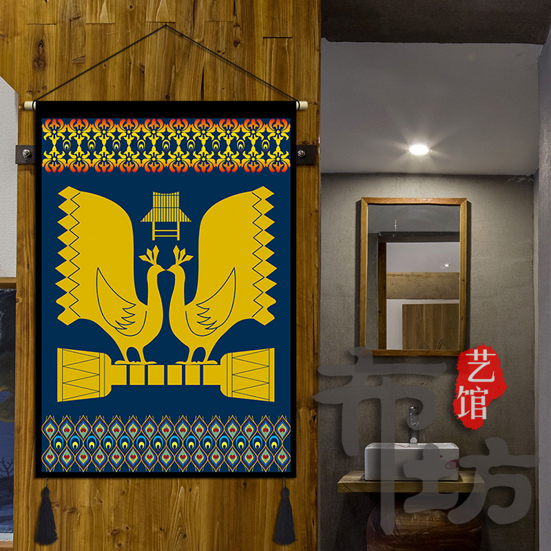 傣族广西十二少数民族布艺挂画民宿酒店饭店学校装饰布画挂布挂毯傣族