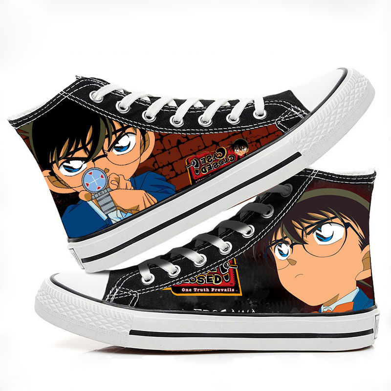 帆布鞋男高帮动漫名侦探柯南怪盗基德学生动漫周边男女韩版涂鸦休闲