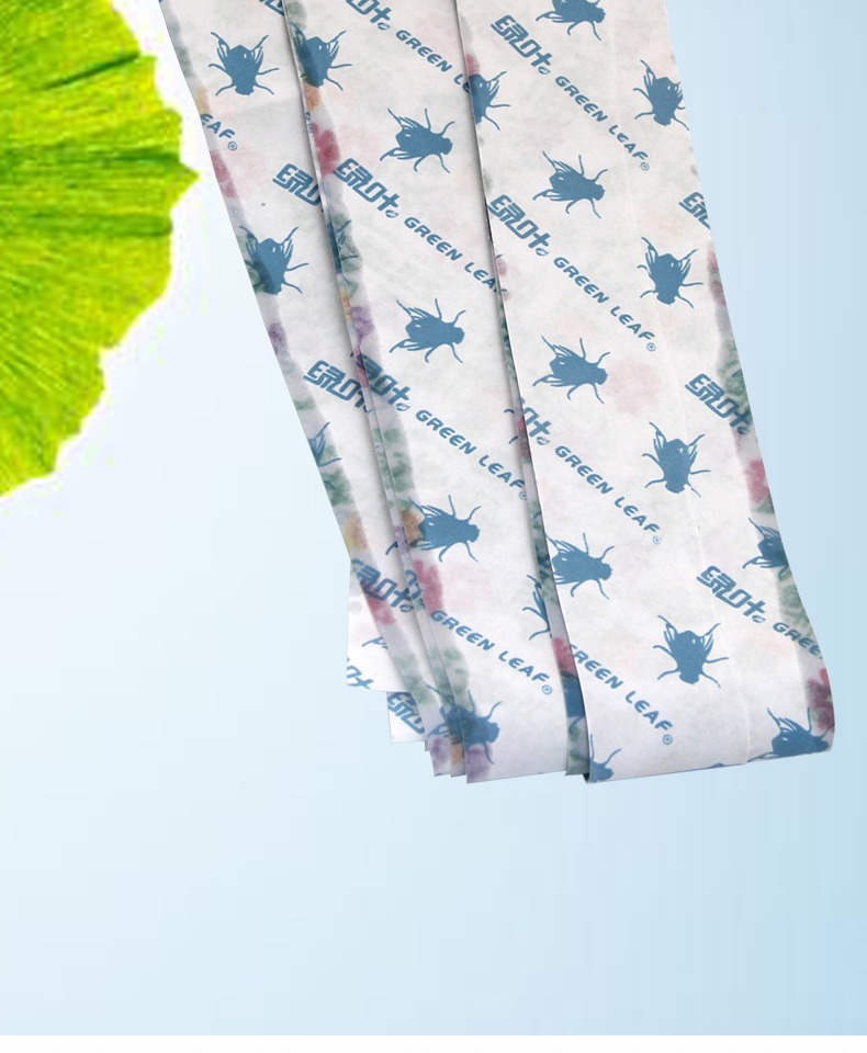 绿叶苍蝇贴神器绿叶粘苍蝇彩带58x4厘米10条家用粘蝇条双面粘蝇纸悬挂