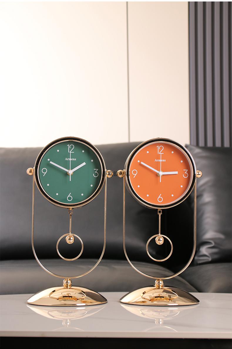 宜家家居轻奢带灯台钟智能触摸调光座钟现代简约家用客厅装饰摆件台式