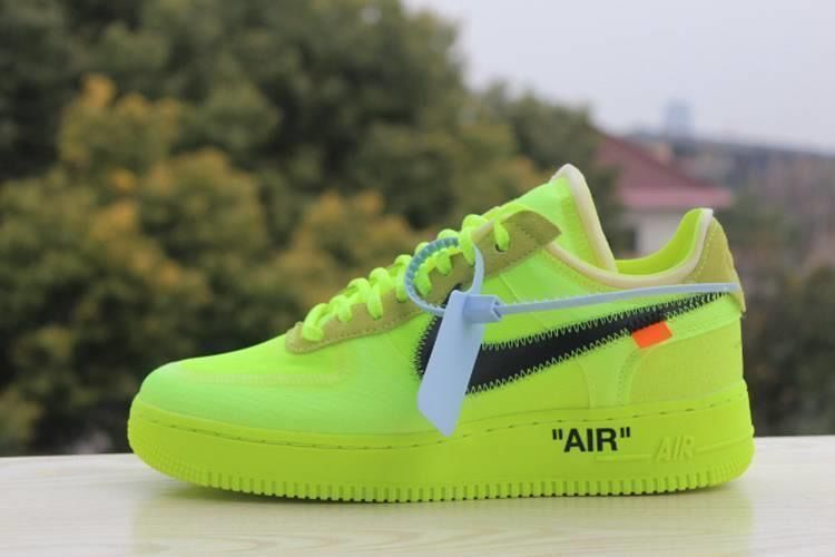 空军一号af1 ow联名黑白荧光绿蓝色艺术馆男女休闲板鞋 蓝色艺术馆