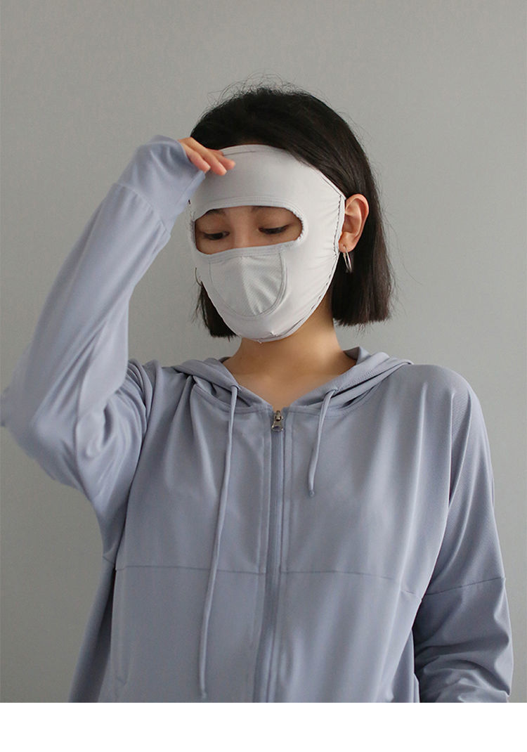 日本高档脸基尼口罩面罩鼻孔处透气拼接设计遮阳纯色夏季面罩面纱升级