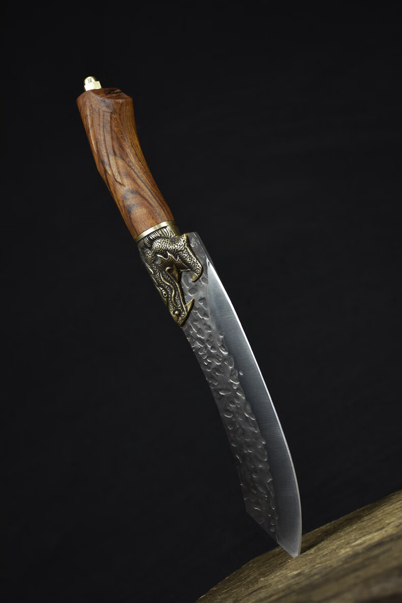 龙泉锻打锤纹小菜刀锋利切片刀肉摊专用剃骨刀猪肉分割刀便携弯刀螭龙