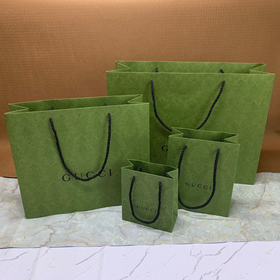 gucci古奇酷奇绿色纸袋香水袋口红袋包装袋手提袋购物袋子围巾袋适用
