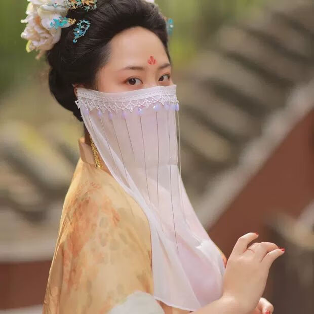 新品面纱古风促销汉服原创古风面纱女遮面薄款轻纱流苏面纱女蒙面精致