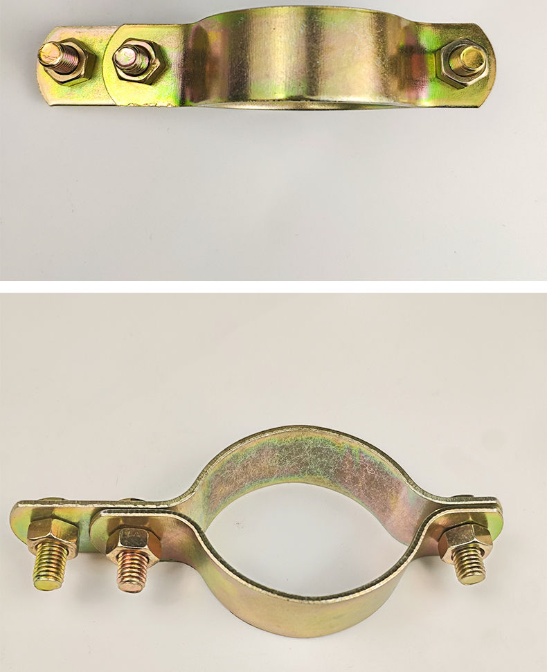 现货现发加厚双面抱箍镀彩锌扁铁半圆骑马卡水管u型卡箍喉箍重型紧固