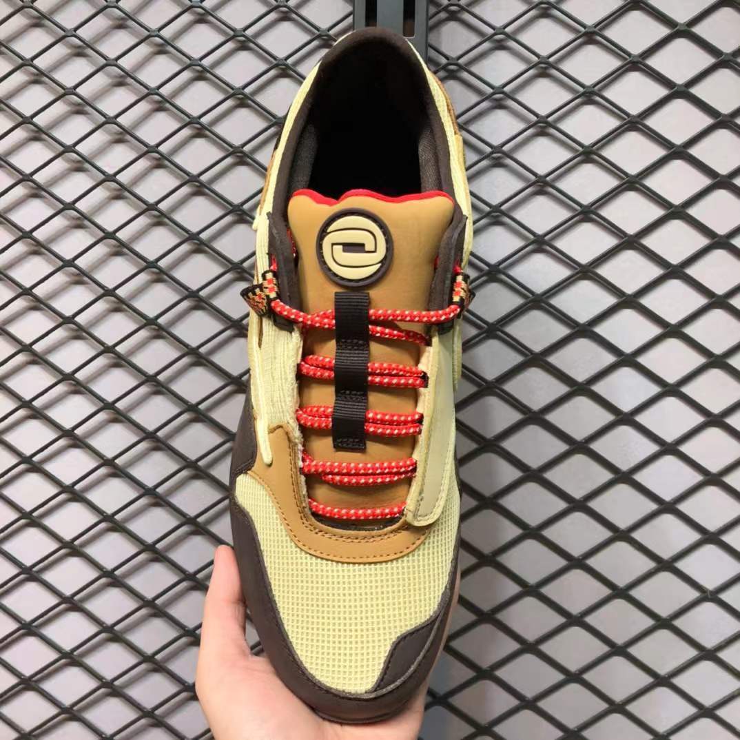 travis scott max1倒钩ts联名 复古休闲跑步鞋卡其棕小麦色男女鞋