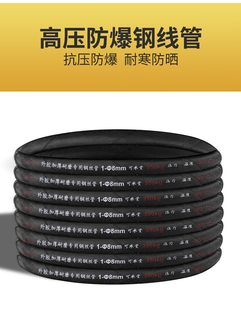 洗车机高压水管防爆洗车机高压出水管钢丝管558380型防爆家用黑猫清洗