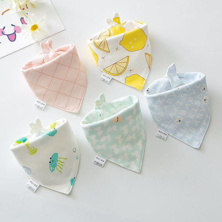 婴儿围嘴口水巾男女宝宝围嘴防水口水兜纯棉吸水全棉新生儿三角巾5条
