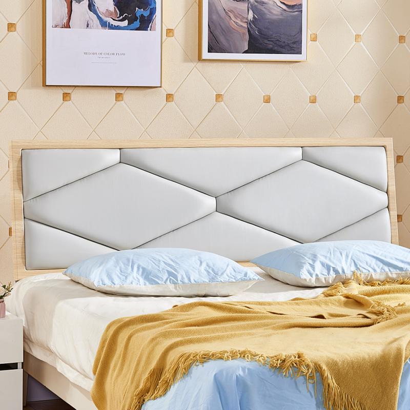 北欧床头板简约现代床头软包米米免漆双人单买个床头靠背板 双层6029