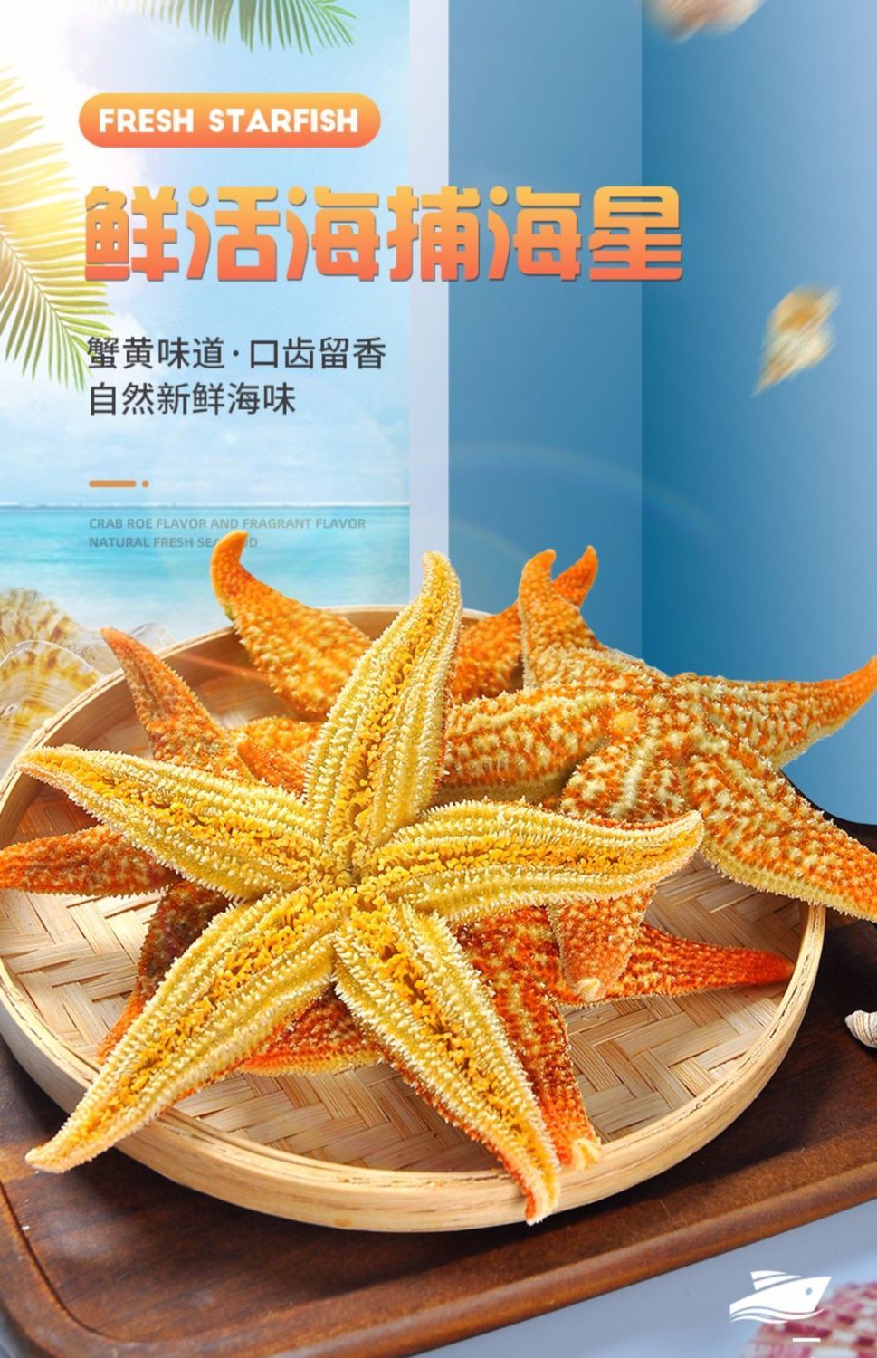 鲜美惊特级青岛海星水产大个五角星海星满籽海五星新鲜活的大海星食用