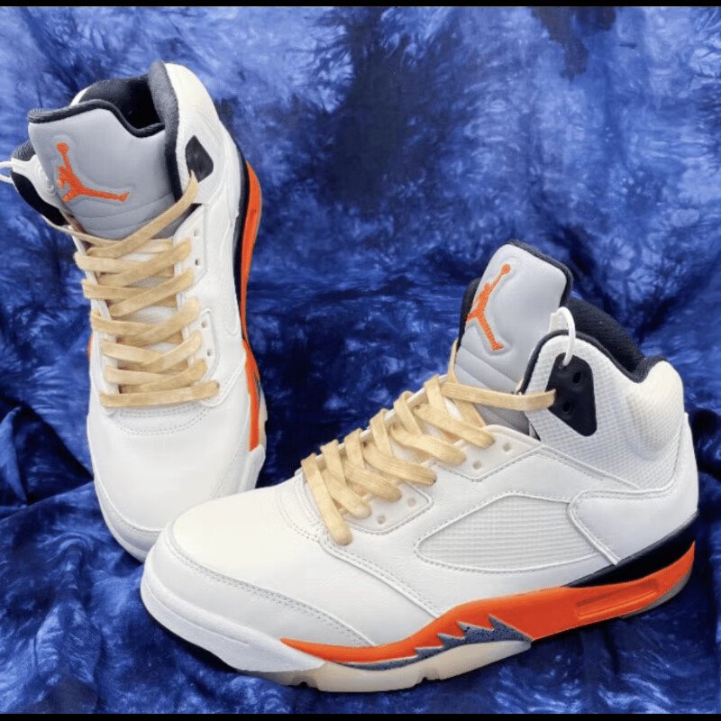 适配aj5鞋带air白橙色扣碎腰果花泼墨扎染渐变字母篮球鞋带 橙色渐变