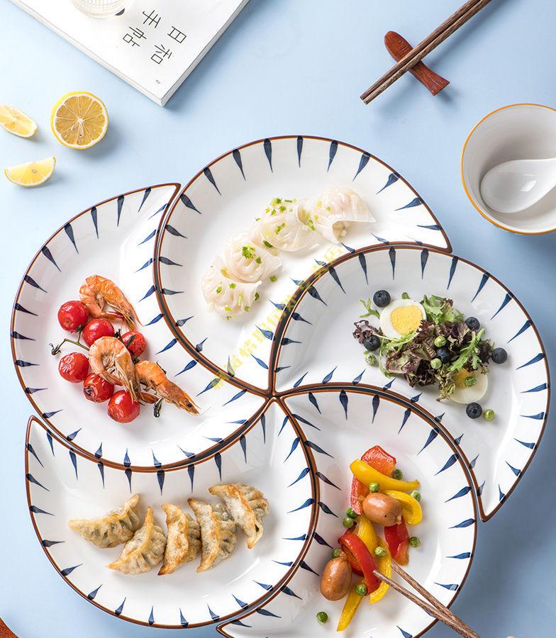 网红陶瓷拼盘餐具组合月亮团圆盘子聚会分餐盘菜盘创意摆盘套装枫岚情