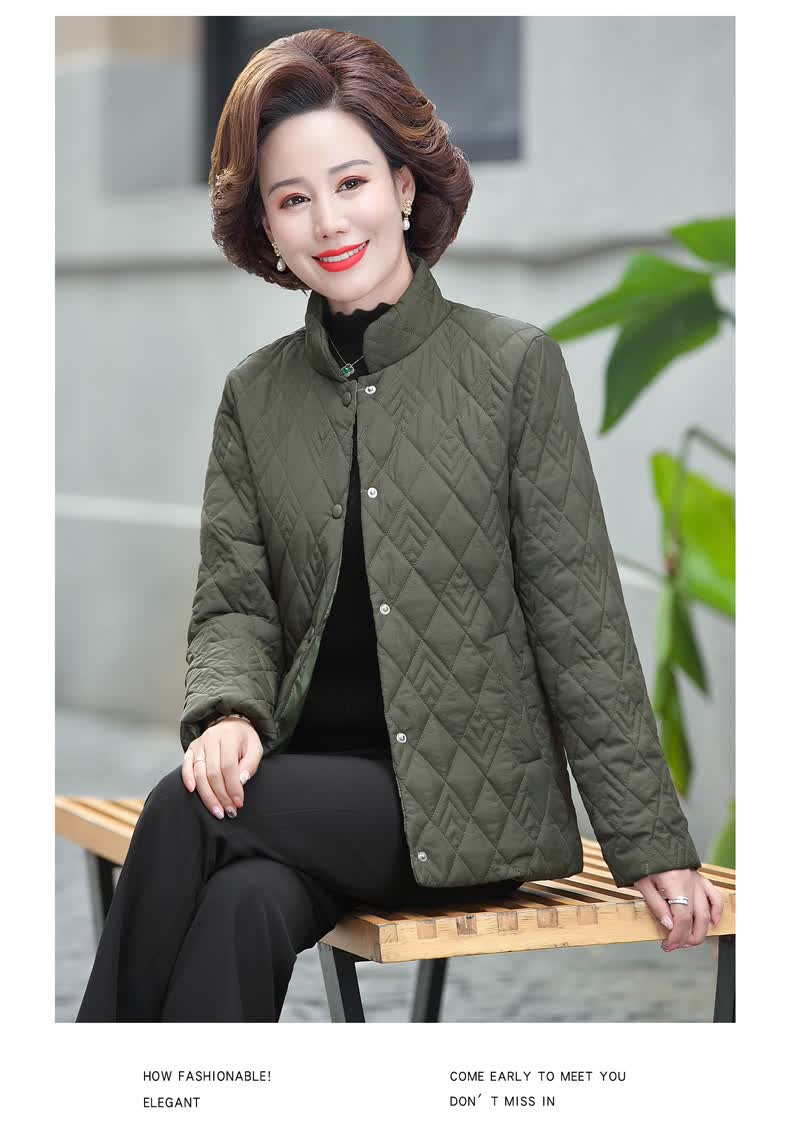 中年妇女棉袄女中老年女冬装棉服外套妈妈棉衣女短款轻奢高档女装酒