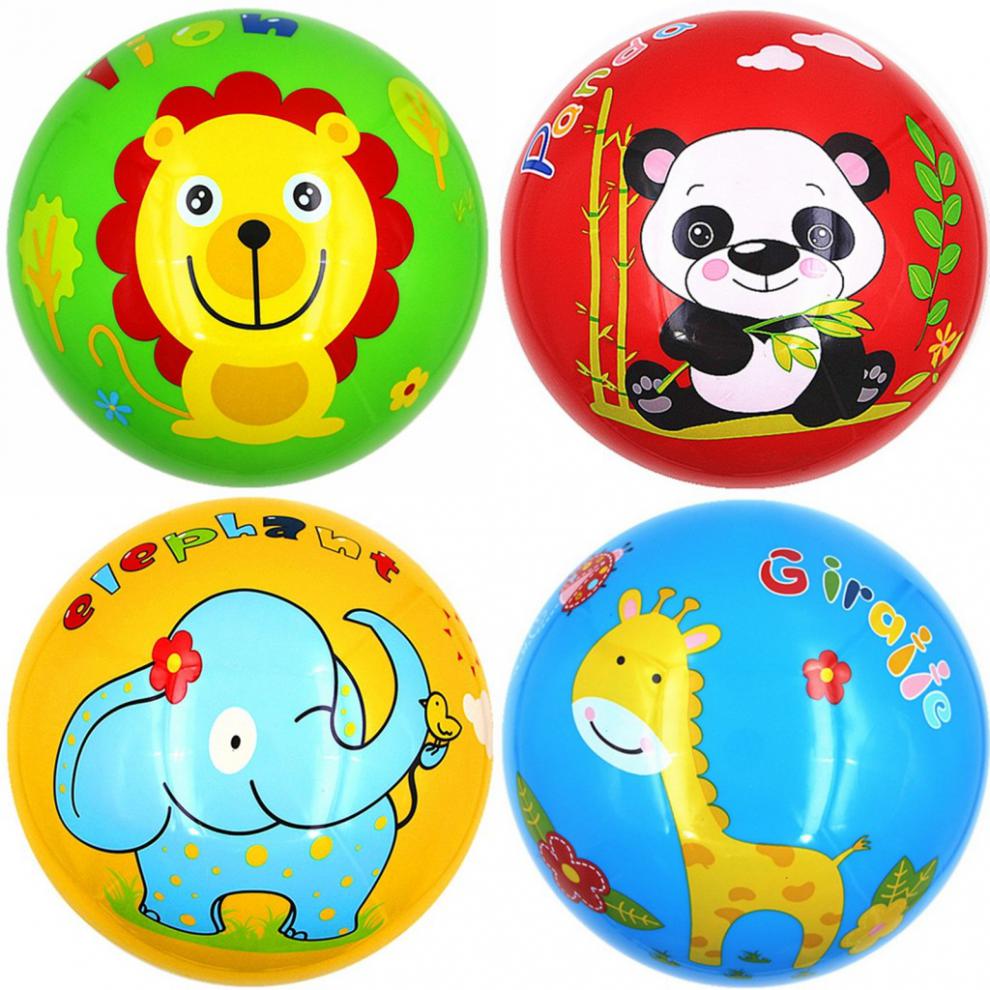 早教皮球类拍拍弹力动物图案球幼儿园专用充气玩具柠檬黄大象1922cm针
