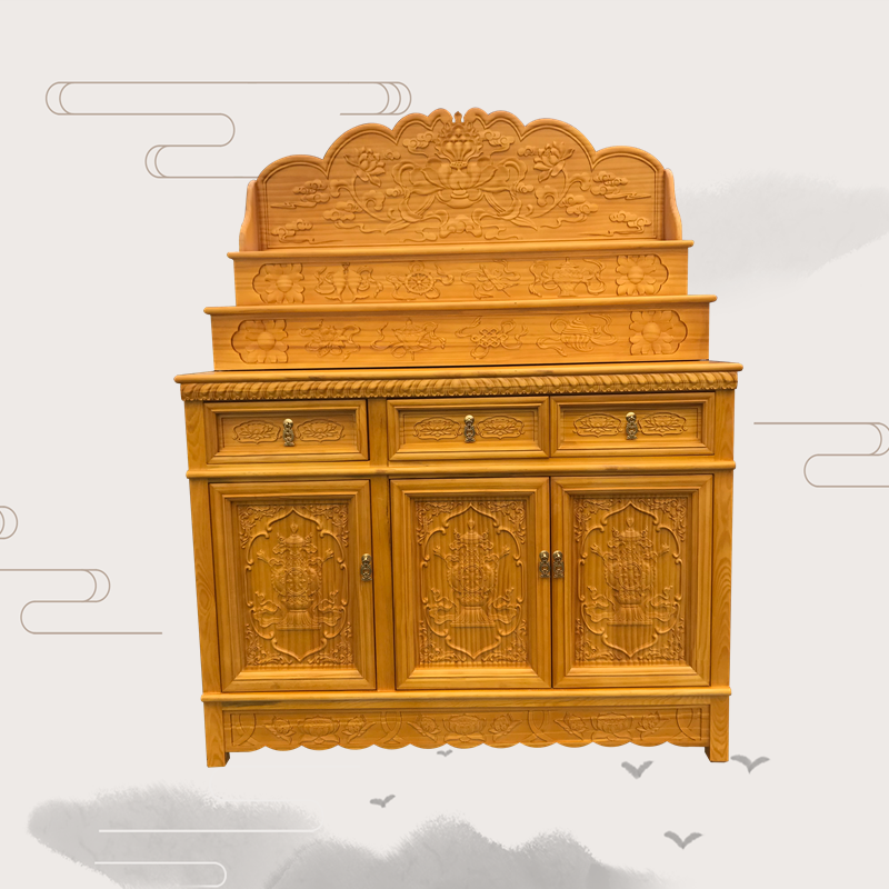 佛龛立柜供台佛桌三层佛台家用藏式密宗佛堂道教神龛实木简约现代两门