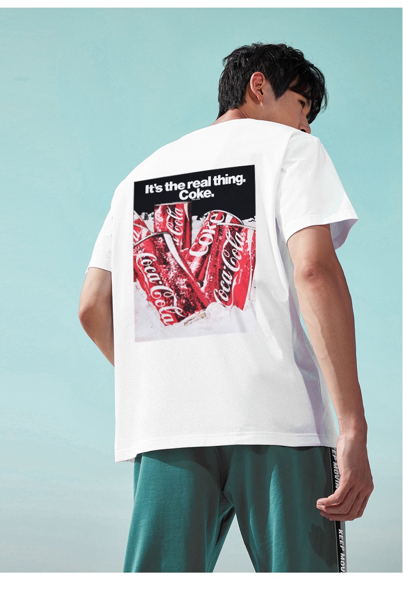 安踏短袖t恤男可口可乐联名系列2021夏新款纯棉圆领男女同款图案宽松