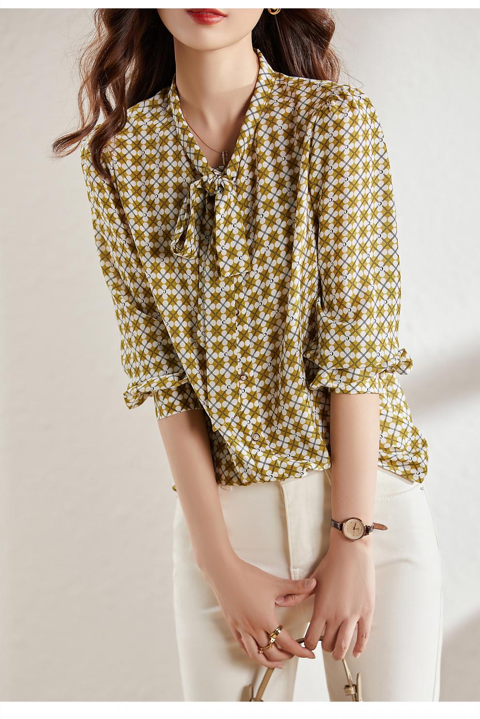 梵希蔓长袖碎花衬衫女2021秋季新款洋气减龄上衣百搭职业气质衬衣 f8