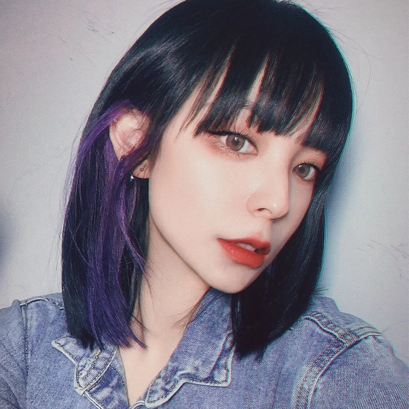 染发自己在家染头发颜色亚麻灰紫粉棕色染发膏雾蓝绿挂耳染 珀蔓朵 雾