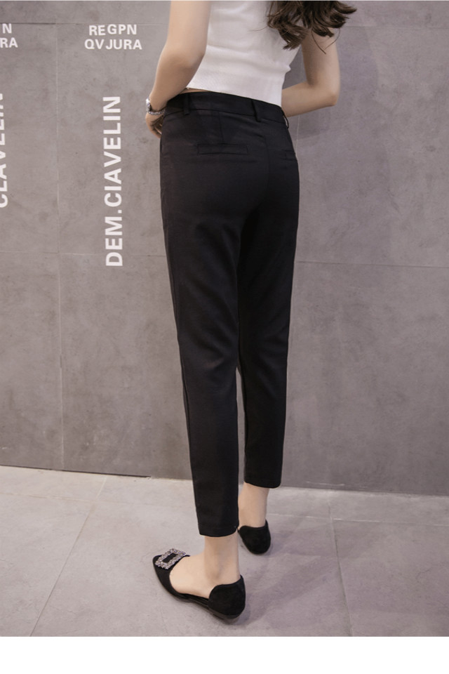 黑色哈伦裤女九分裤韩版宽松显瘦9分小脚休闲西装裤女裤子黑色九分裤s