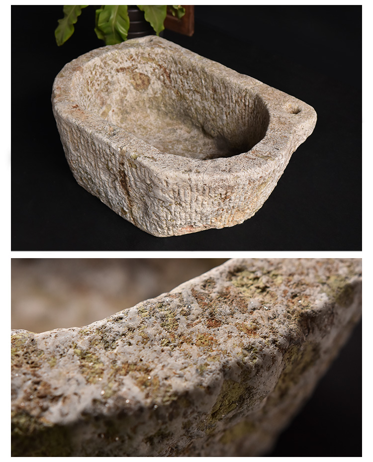 【可开票】精品汉白玉石槽老石缸仿古石盆鱼缸石头花盆庭院阳台户外