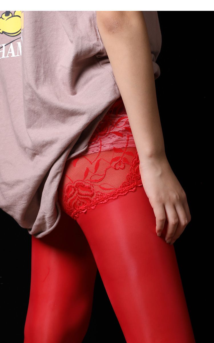 nan士丝袜飞机袜性感蕾丝内裤丝袜连裤袜透明 红色 l码100-135斤包蛋