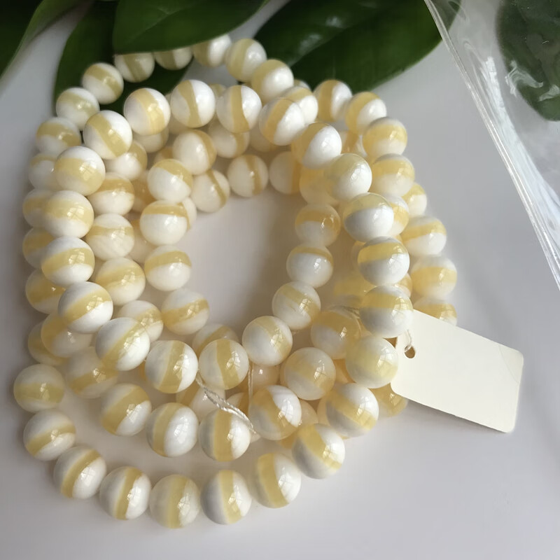 巴翼鸟 海南精品金丝贝壳手串男女款108颗 一线天佛珠手链项链 12毫米