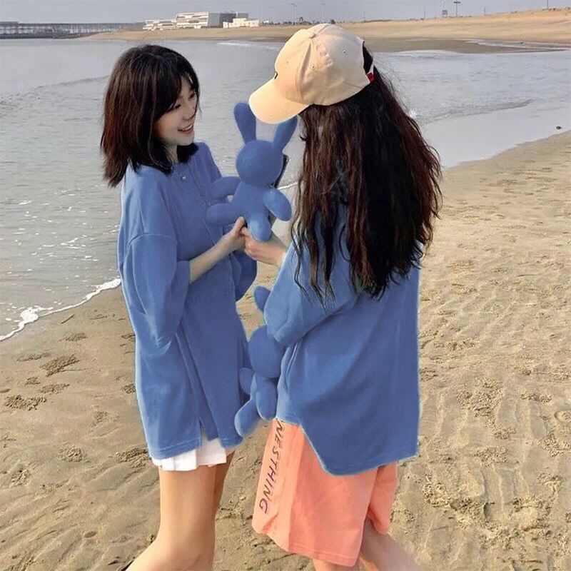 闺蜜装套装女二人夏季学生版宽松凹凸兔子短袖t恤 斜挎公仔两sn1219