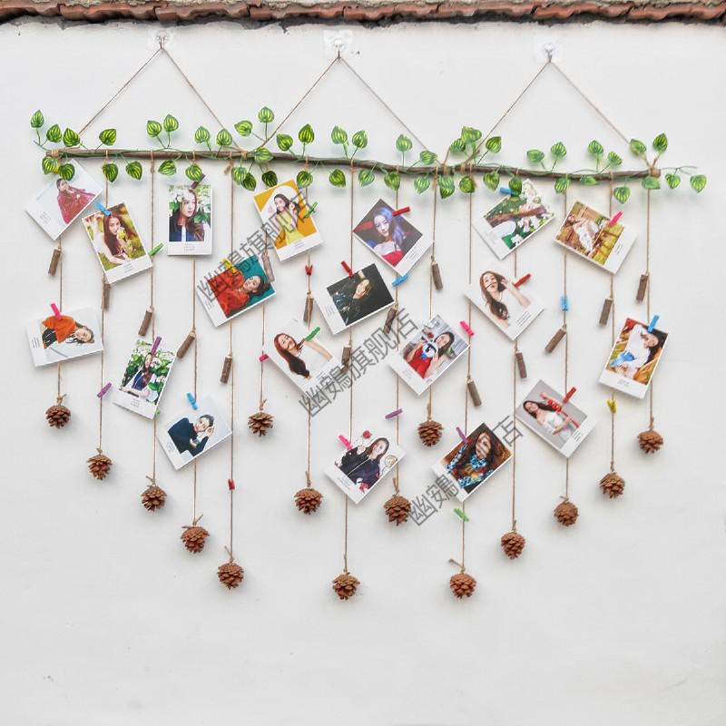 2022新款相片墙照片墙装饰壁饰挂照片创意手工干树枝麻绳照片墙田园
