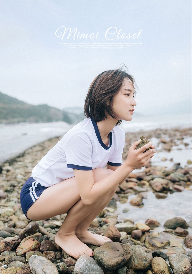 死水泳衣女夏保守可爱日系少女分体显瘦仙气小胸海边体操服藏青色s码