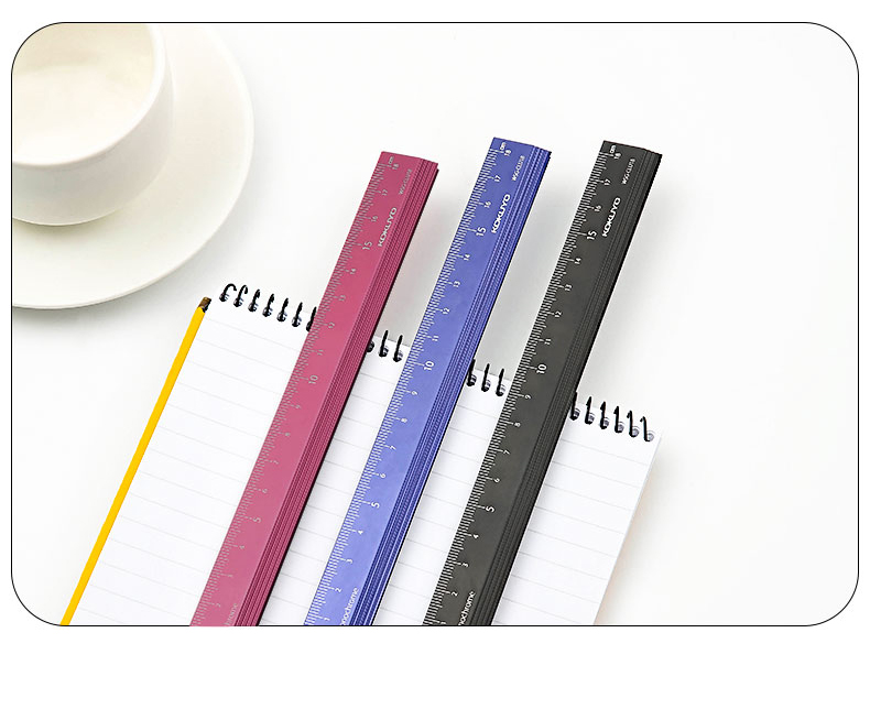 日本kokuyo国誉多功能尺子不锈钢铝制尺测量直尺18cm半透明都市印象